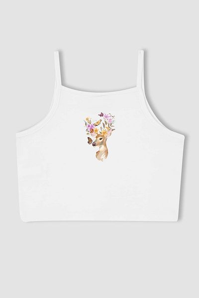 MYADA Crop pentru fetiță cu model de flori Gazelle de sezon nou - 14657
