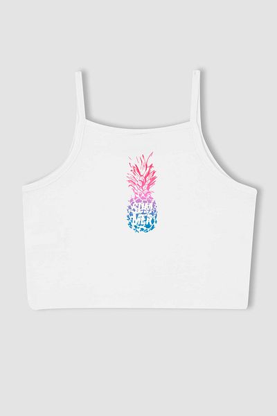 MYADA Crop top cu imprimeu cu ananas de sezon nou - Fata 13323