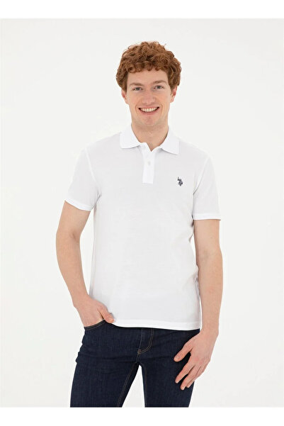 U.S. Polo Assn. US Polo Assn. Λευκό ανδρικό μπλουζάκι Polo Neck - GTP04IY024 DMLS