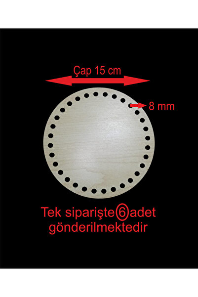 ASUDE HEDİYELİK Ahşap Krem 15 Cm 6 Ad Bambu Tepsi Örgü Plakası Supla Delikli Altlık Tığ Taban Işi Sepet Tabanı
