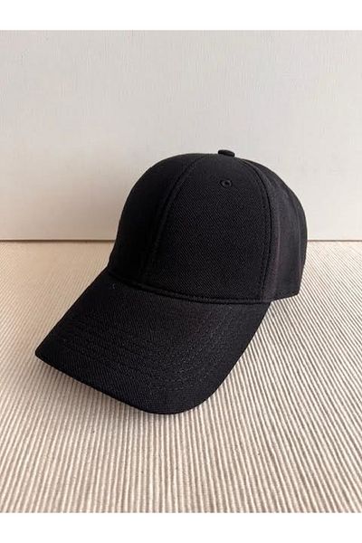 CosmoOutlet Unisex Black Polo Hat - Solid Color, Pique Fabric, Adjustable on the Back