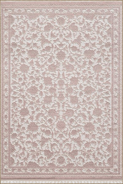 Rugs Modern Halı Pudra Pembe Temalı Motifli Floral Çiçek Desenli Vintage Deko...