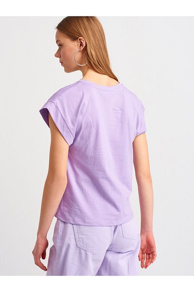 Dilvin Tricou din bumbac pieptănat Liliac 3504