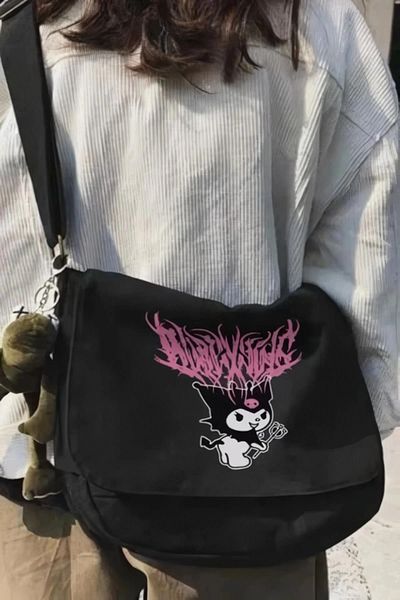 Favorim50ton Geantă Y2K Kuromi Vintage neagră