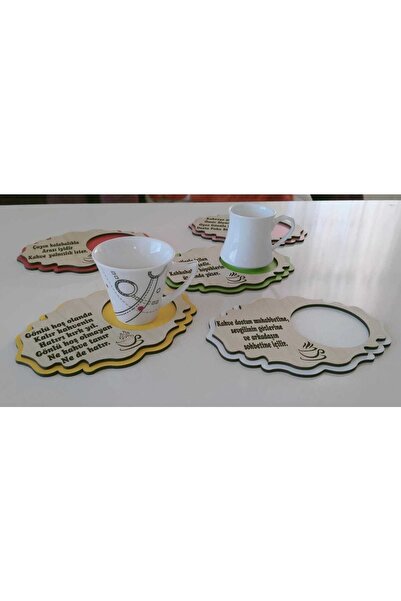 TURKAFONE Yeni Ahşap Lazer Kesim Kahve Sunum Altlığı