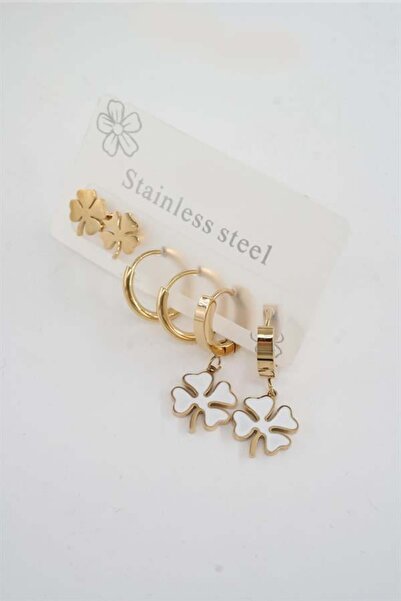 By Zeyna Aksesuar طقم أقراط ستانلس ستيل مكون من 6 قطع - نسائي 316 لتر غير مشوه