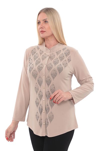 AfifeCOLLECTİON Mother Stylish Πουκάμισο με πέτρες και χάντρες - Άνετο νυφικό αρραβώνων