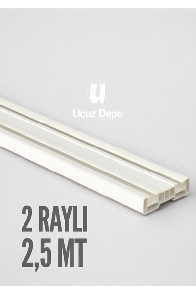 Ucuz Depo 2 Raylı Korniş Perde Rayı 2,5 MT Kaliteli Sağlam Ambalaj