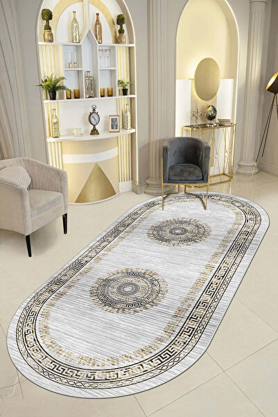 Halise Home Kaymaz Tabanlı Yıkanabilir Baskılı Halı Yolluk