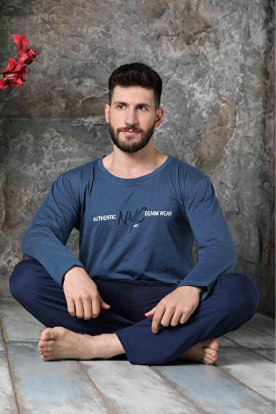 CALİA Men's Pajama Set - Crew Neck, Front Printed