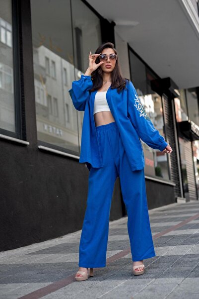 MAY MARA Women's - 2-Piece Sleeve and Back Embroidered Jacket Trousers Set