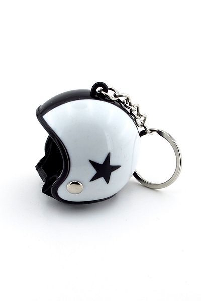 Solfera Star Pattern Black and White Scooter Helmet - Keychain KC105