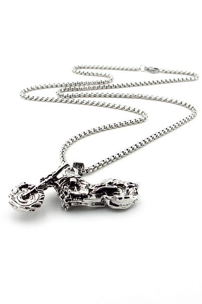 Solfera Harley Ghost Rider Skeleton Patterned Stainless Steel Men's Necklace - Q0844