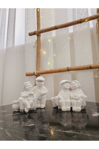 DNZ DEKOR Minimal 2'Li Yaşlı Çift Biblo Set (2 Ürün Gönderilecektir)