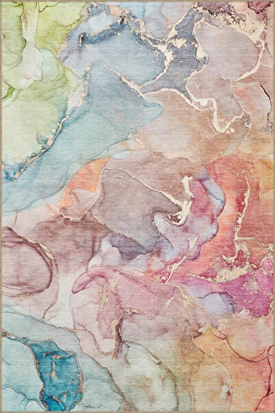 Rugs Modern Halı Kahverengi Yaprak Desenli Dekoratif Yıkanabilir Halı miravip...