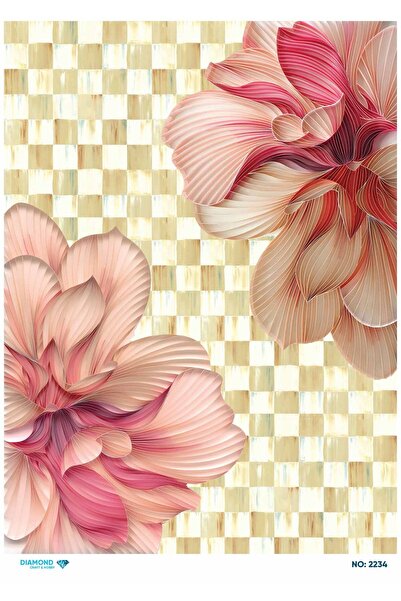 Baykuşca Diamond Craft N: 2234 - Round and Checked Checkerboard, Flowers Patt...