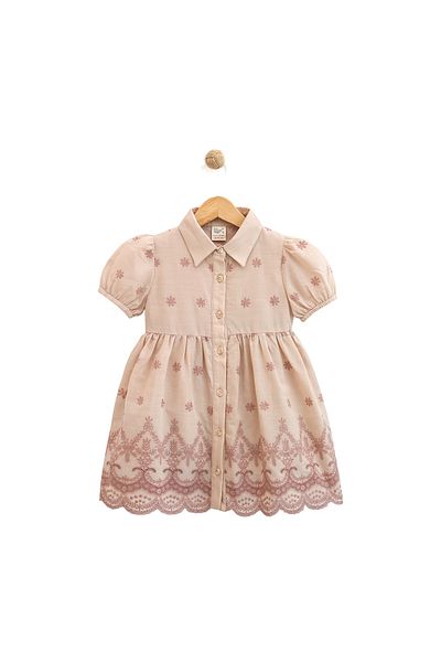 DIDuStore Elegant Embroidered and Buttoned Girl's Dress