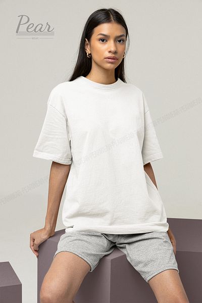 Pear Wear Tricou supradimensionat pentru femei din bumbac - Tricou cu gât crew
