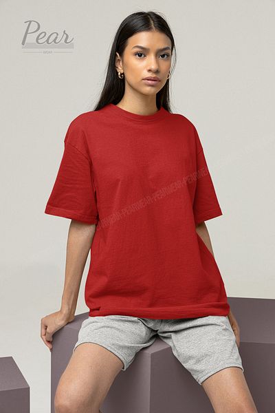 Pear Wear Tricou supradimensionat pentru femei din bumbac - Tricou cu gât crew