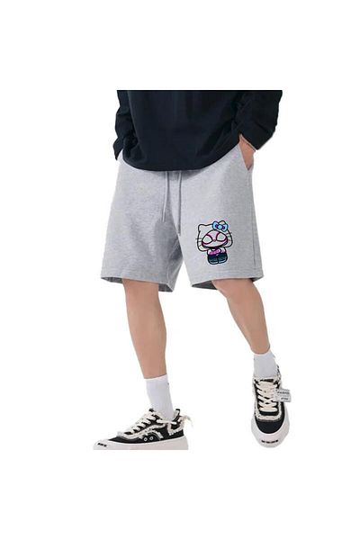 Touz Moda Γκρι Hello Kitty εμπριμέ Unisex χτενισμένο βαμβακερό σορτς