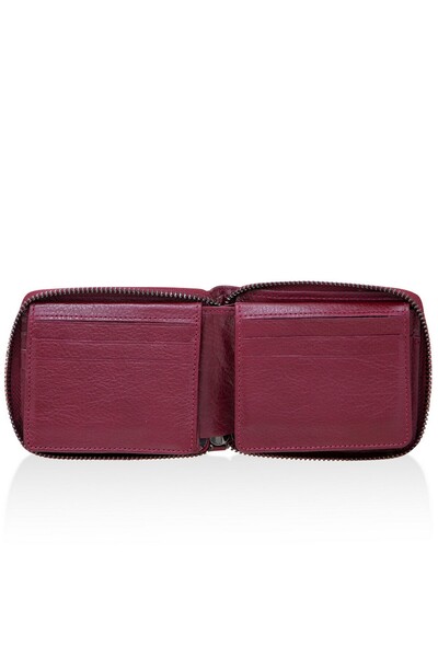 U.S. Polo Assn. U.S.Polo Assn. 23748-23747-23749-23746 Zippered Genuine Leather Wallet Card Holder Claret Red