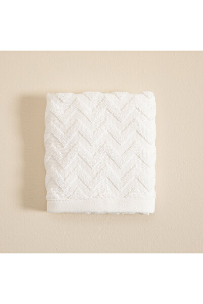 Chakra Zigzag El Havlusu 30x40 cm Beyaz/Beyaz