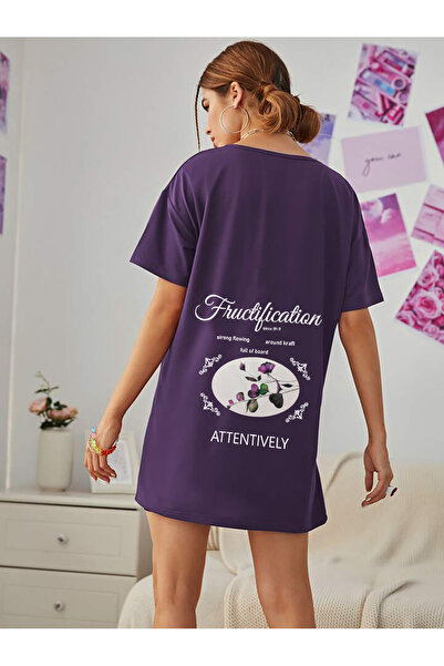 yueswear Purple Unisex Oversize Printed T-Shirt