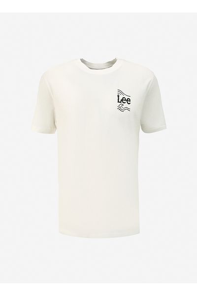 Lee Weißes Herren-T-Shirt mit Rundhalsausschnitt L 241311100   T-Shirt mit Rundhalsausschnitt