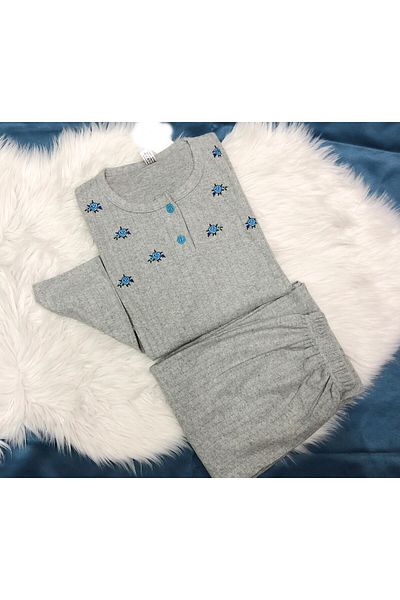 MEBA Set de pijamale pentru mamă, cu model de flori de iarnă, cu talie largă