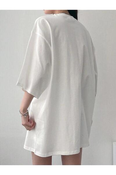 AFROGİYİM Γυναικείο μπλουζάκι με στάμπα Vennesse Oversize