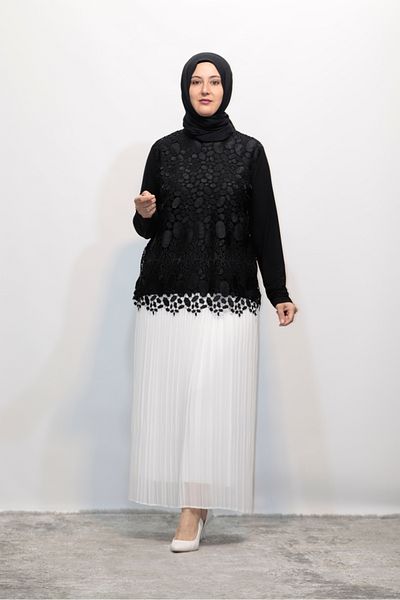 Zey&Ka Butik Plus Size Chiffon Skirt - Pleated and Lined