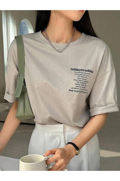 AFROGİYİM Nothing For Nothing Γυναικείο μπλουζάκι Oversize με στάμπα