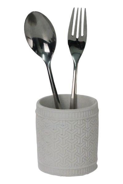 Evene Countertop Cutlery Decorative Upright Cutlery Holder Cylinder Cutlery Holder White Color Model 4