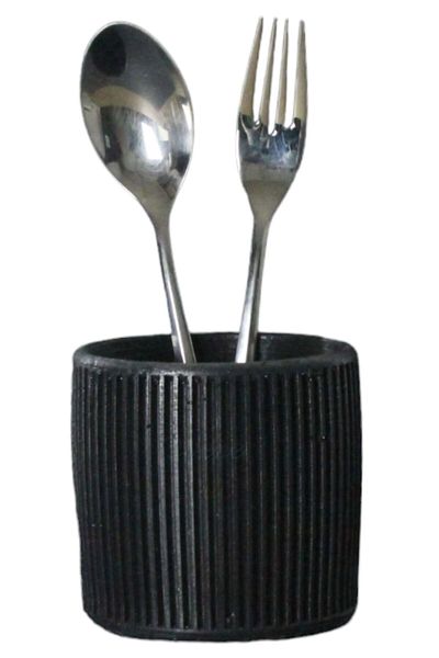 Evene Countertop Cutlery Decorative Upright Cutlery Holder Cylinder Cutlery Black Color Model 1