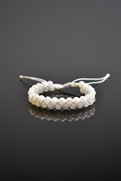 Safnaturel 6 ملم صف مزدوج مكرامية حجر القمر سوار طبيعي