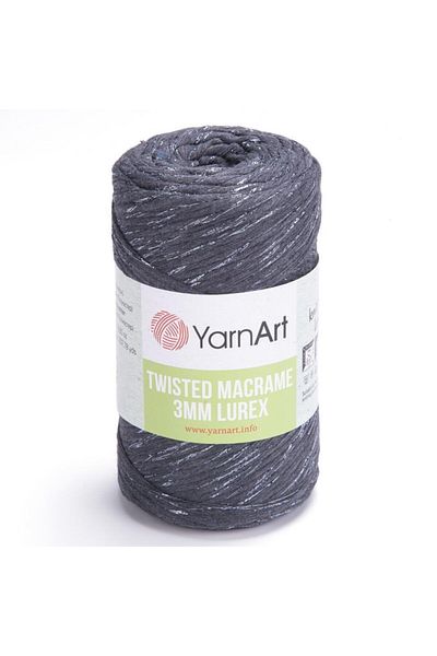 Yarnart Twisted Macrame 3 Mm Lurex - Μακραμέ Χέρι Πλεκτό Σχοινί Anthracite-758
