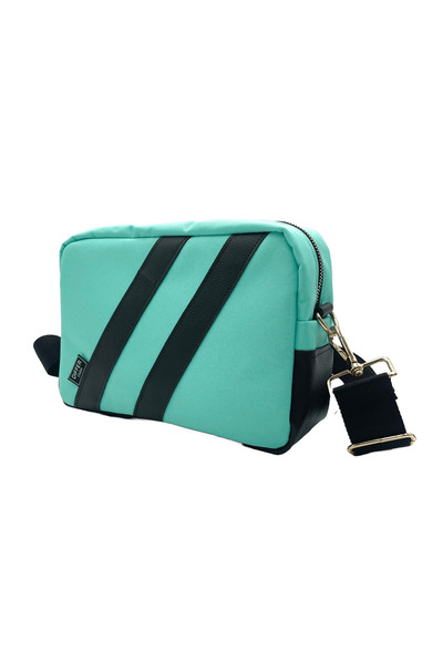 Differ Studio Water Green και Brown Gold Vegan Δερμάτινη τσάντα ώμου και χιασ...