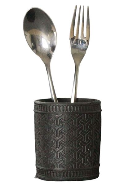 Evene Countertop Cutlery Decorative Upright Cutlery Holder Cylinder Cutlery Black Color Model 4