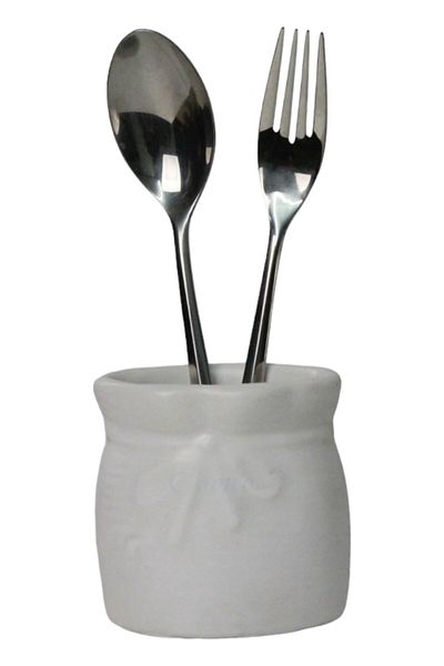 Evene Countertop Cutlery Decorative Upright Cutlery Holder Cylinder Cutlery White Color Model 8