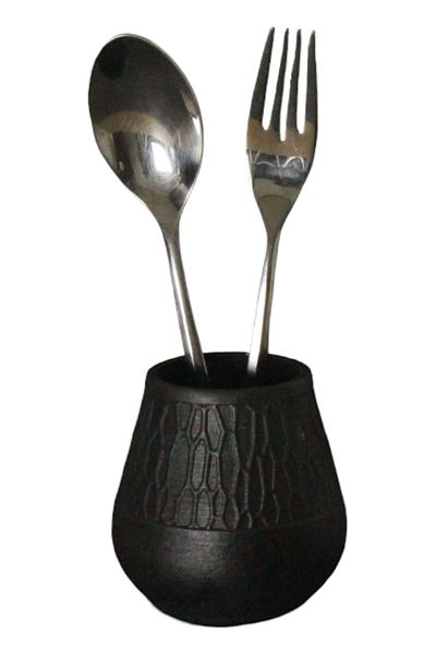 Evene Countertop Cutlery Decorative Upright Cutlery Holder Cylinder Cutlery Black Color Model 3