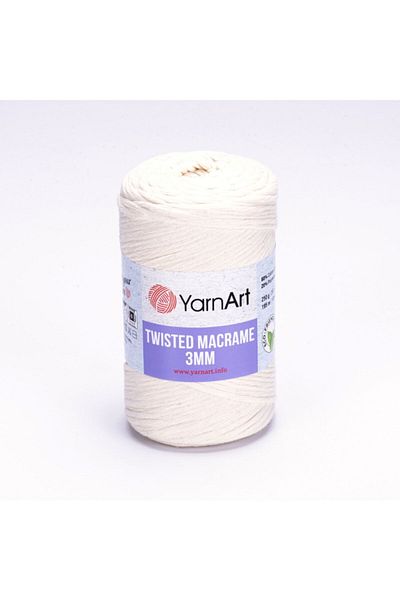 Yarnart Twisted Macrame 3 Mm - Μακραμέ Χέρι Πλεκτό Νήμα Κρέμα-752