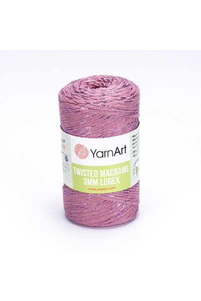 Yarnart Twisted Macrame 3 Mm Lurex - Μακραμέ Χέρι Πλεκτό Σχοινί Dusty Rose-792