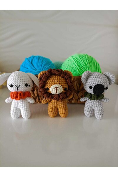 designbyoykum TAVŞAN, KOALA, ASLAN ÖRGÜ OYUNCAK