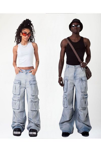 LUCHA Baggy Blue Cargo Jean - Multi-Pocket