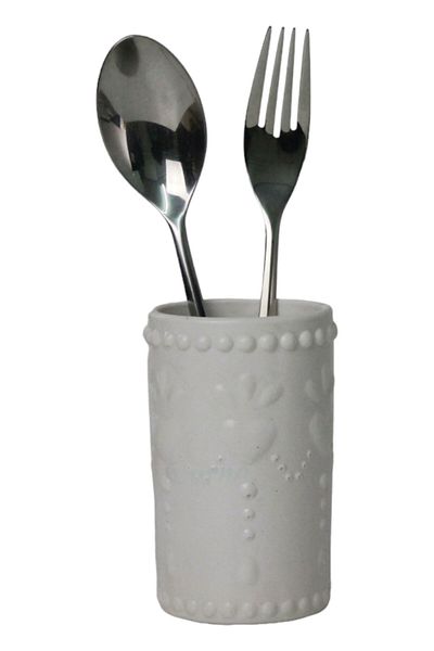 Evene Countertop Cutlery Decorative Upright Cutlery Holder Cylinder Cutlery White Color Model 10