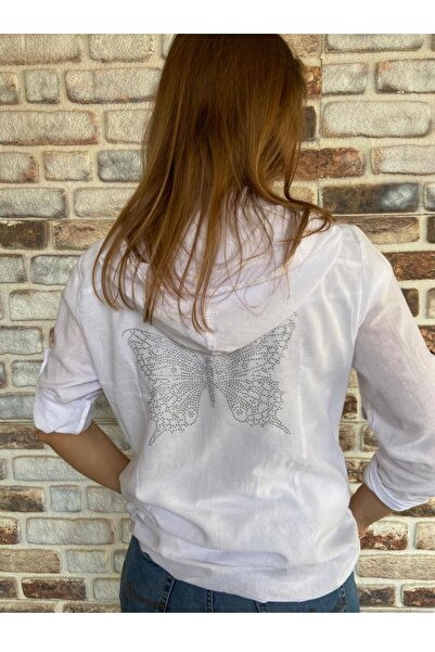 NUR TEKSTİL kadın beyaz %100 şile bezi pamuk Kumaş Fermuarlı kelebek ? taşbas...