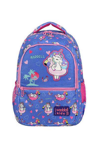 Waddell Rucsac și geantă de prânz pentru școală primară pentru fete din piele brodate cu unicorn și flamingo