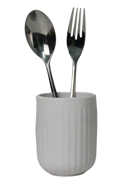 Evene Countertop Cutlery Decorative Upright Cutlery Holder Cylinder Cutlery White Color Model 11