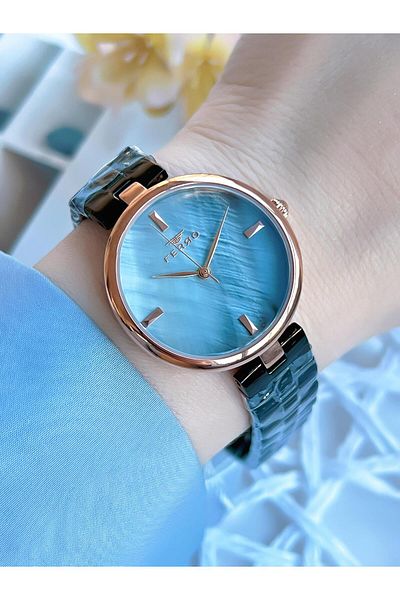 FERRO Black/Rose 3 Atm Special Design - Women's Steel Band Wristwatch BF21100AWT-Q