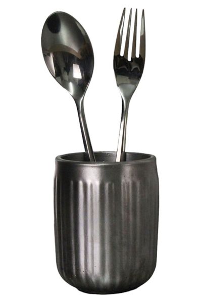 Evene Countertop Cutlery Decorative Upright Cutlery Holder Cylinder Cutlery Silver Antique Color Model 11